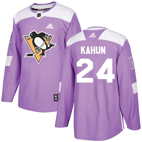 Cheap Adidas Pittsburgh Penguins 24 Dominik Kahun Purple Authentic Fights Cancer Stitched Youth NHL Jersey